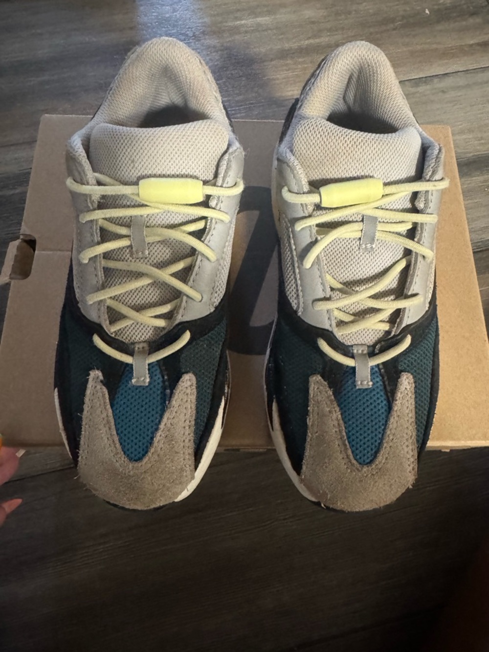 Kids  Yeezy boost 700 Neutral Gray and Teal Athletic Sneakers